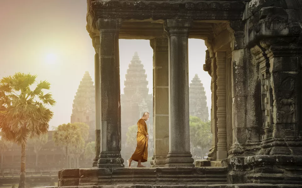 Mönch in Angkor Wat