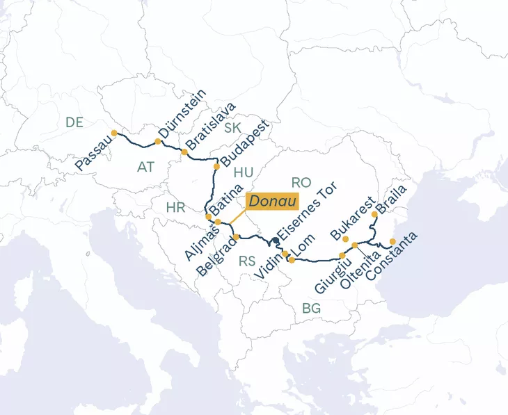 Routenplan Thurgau Prestige Constanta-Passau