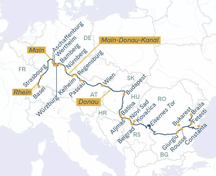 Routenplan Thurgau Prestige Basel-Constanta