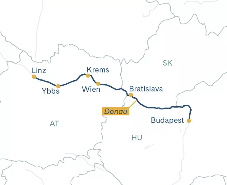 Routenplan Thurgau Prestige Linz-Budapest-Linz