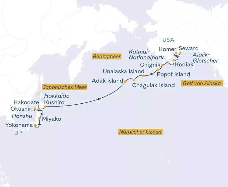 Routenplan Yokohama - Seward