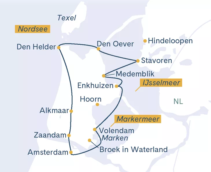 Routenplan Holland Nordroute