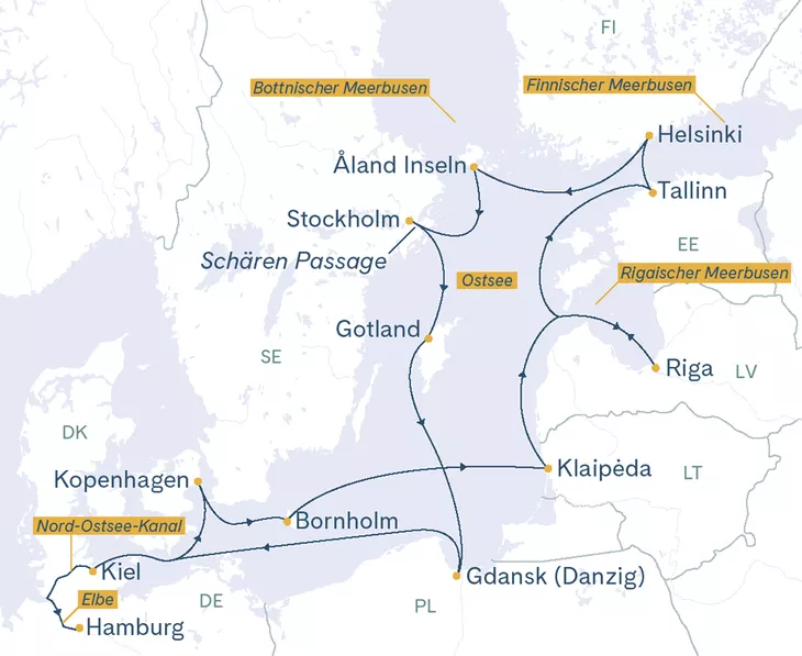 Routenplan Ostsee