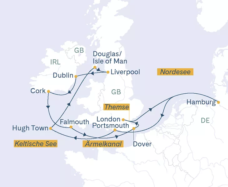 Routenplan britische Inseln