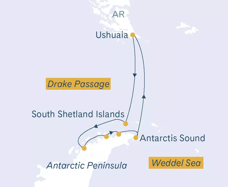 Routenplan Antarktis