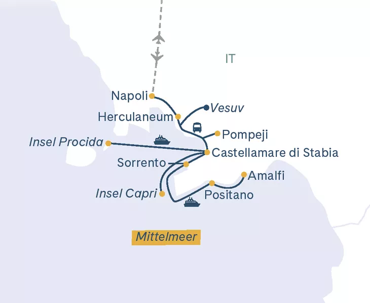 Routenplan Napoli - Amalfiküste