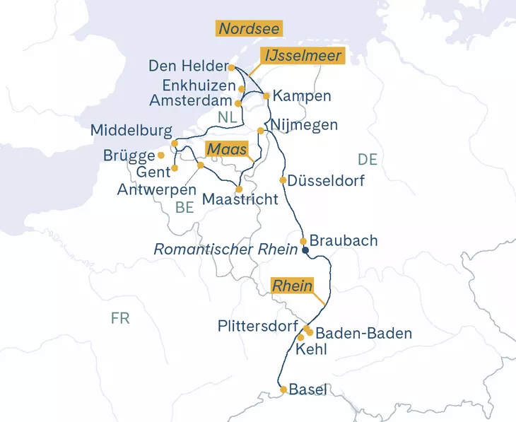 Routenplan Thurgau Gold Basel-Flandern-Basel