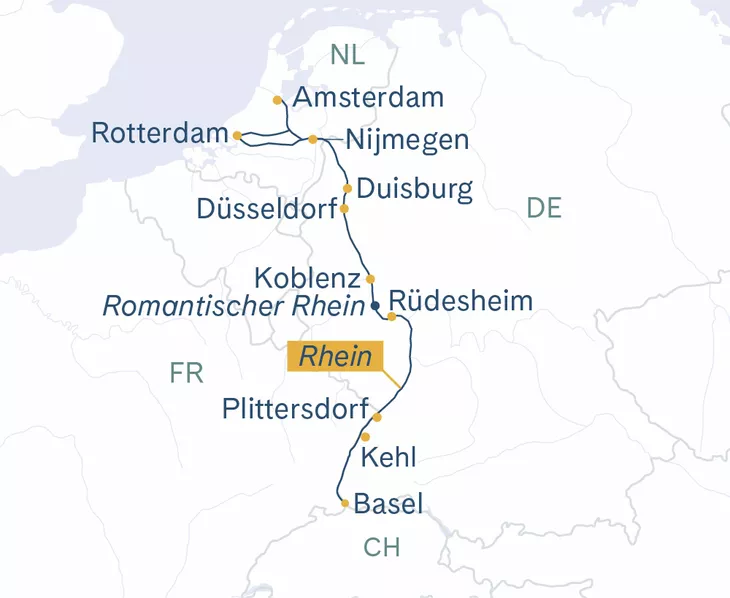 Routenplan Basel-Nimegen-Amsterdam-Basel