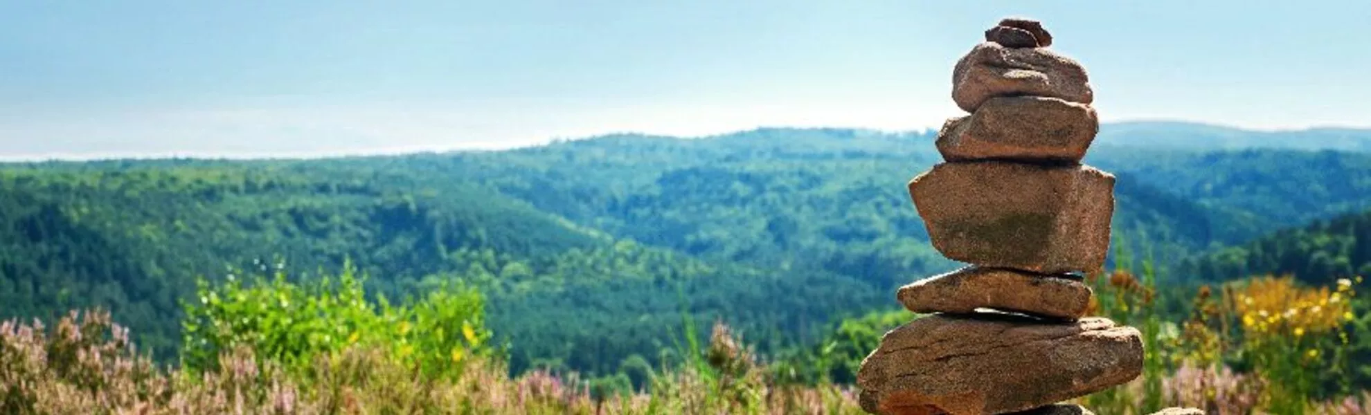 Steinhaufen an Wanderweg im Pfälzer Wald - © Petair - Fotolia