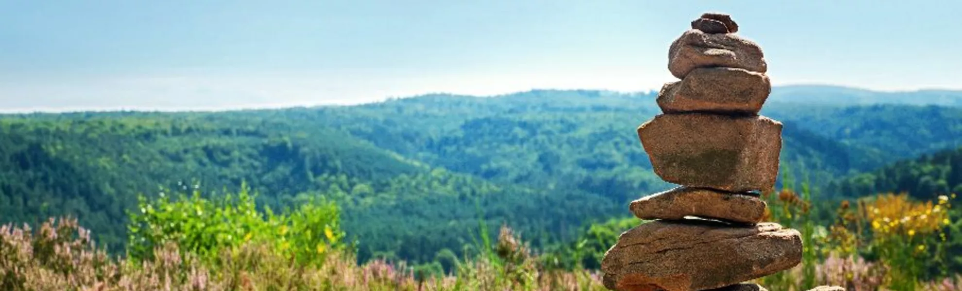 Steinhaufen an Wanderweg im Pfälzer Wald - © Petair - Fotolia