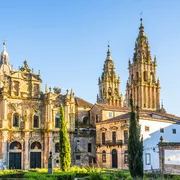Ansicht an der Santa Catarina-Kapelle in Santiago de Compostela, Spanien