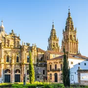 Ansicht an der Santa Catarina-Kapelle in Santiago de Compostela, Spanien
