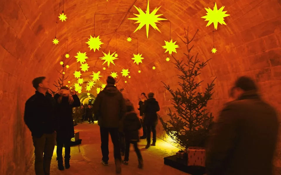 winterliche Festung Königstein im Elbsandsteingebirge, Deutschland