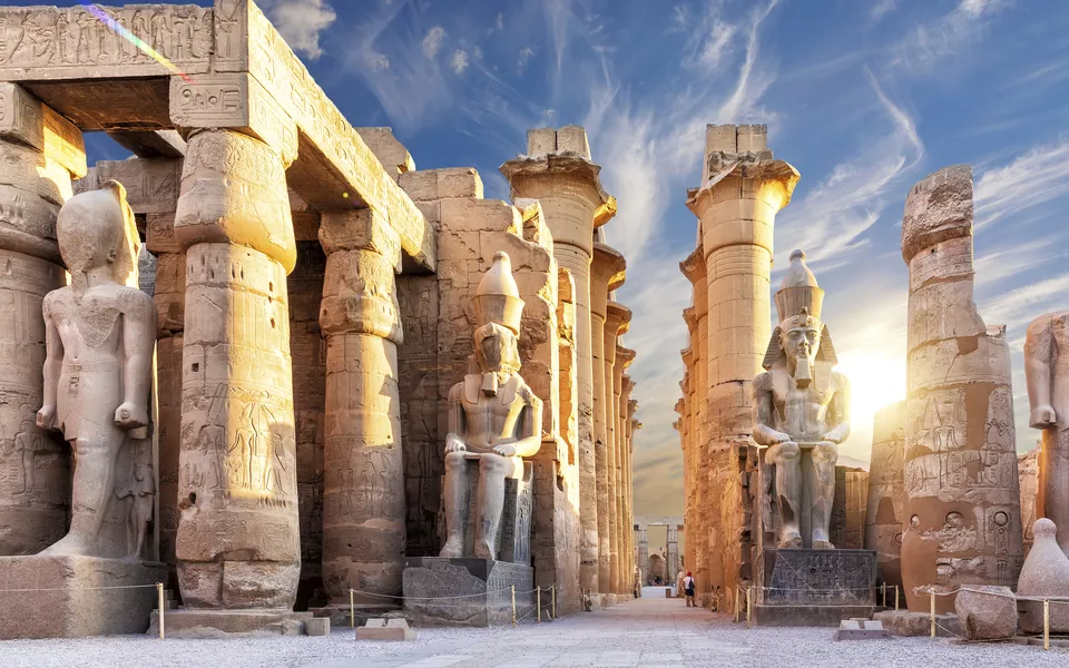 Columns and statues of the Luxor temple main entrance, first pyl - © AlexAnton - stock.adobe.com