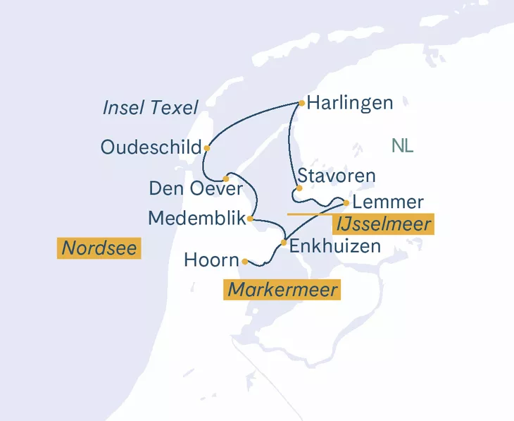 Routenplan Enkhuizen-Texel–Enkhuizen
