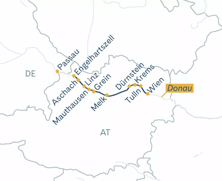 Routenplan Engelhartszell - Wien - Engelhartszell