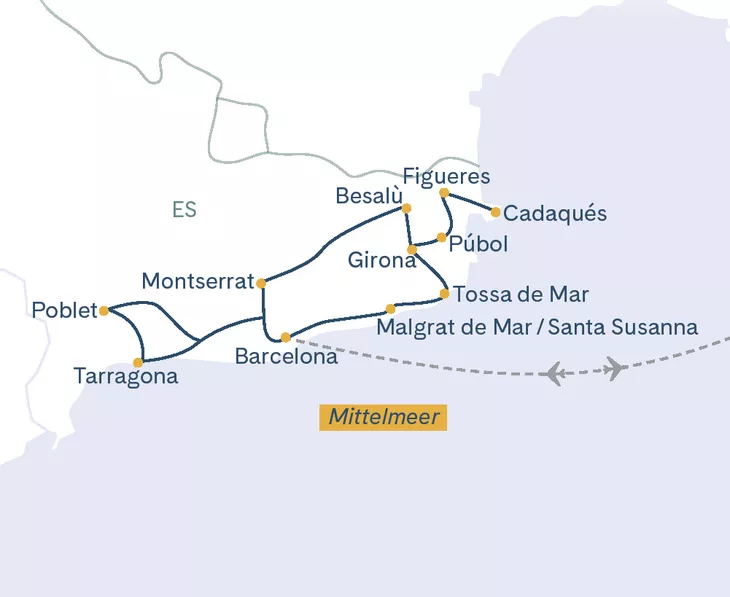Routenplan Barcelona und Katalonien