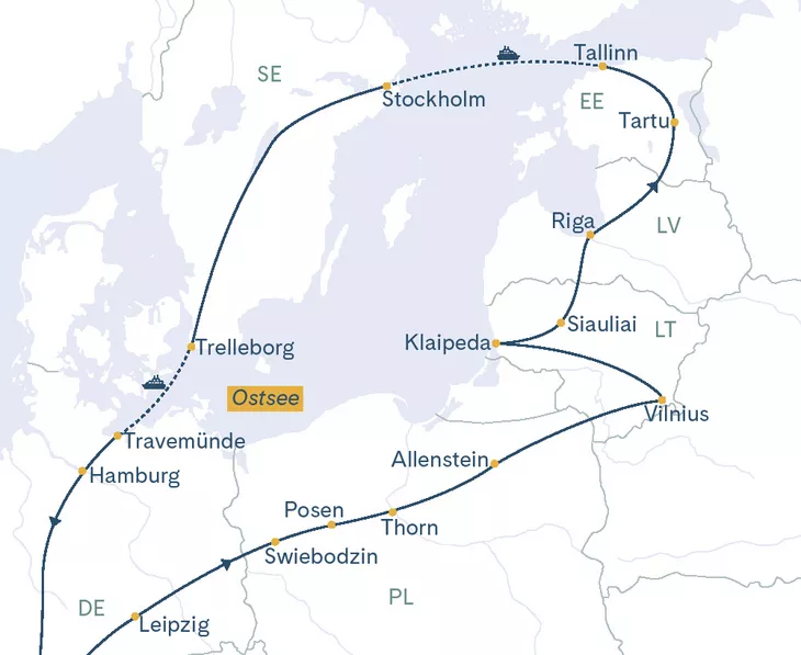 Routenplan Litauen - Lettland - Estland - Schweden