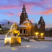 Hakenterrassen in Stettin in der Winterlandschaft