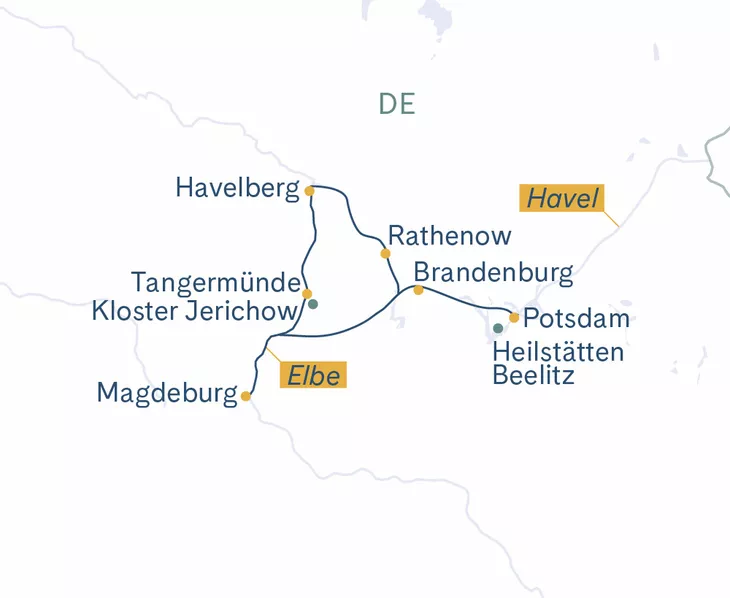 Routenplan Potsdam-Brandenburg-Havelberg-Tangermünde-Magdeburg-Potsdam
