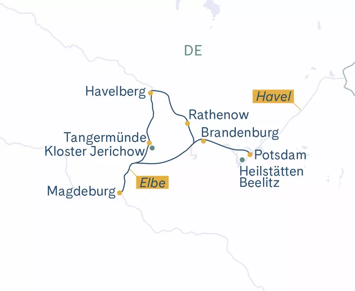 Routenplan Potsdam-Brandenburg-Havelberg-Tangermünde-Magdeburg-Potsdam