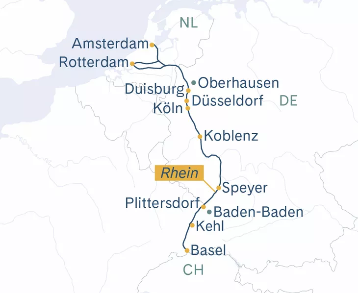 Routenplan MS Antonio Bellucci Basel-Amsterdam-Basel