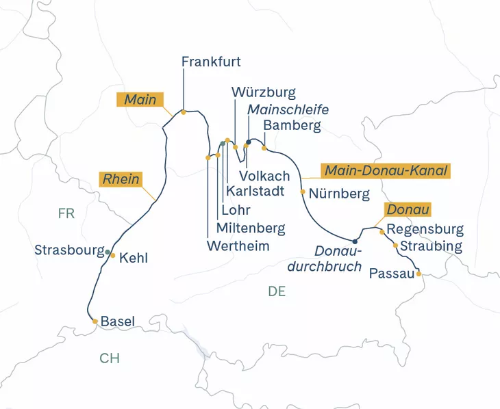 Routenplan Antonio Bellucci Würzburg-Basel