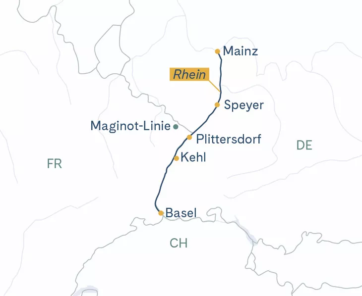 Routenplan Basel-Mainz-Basel