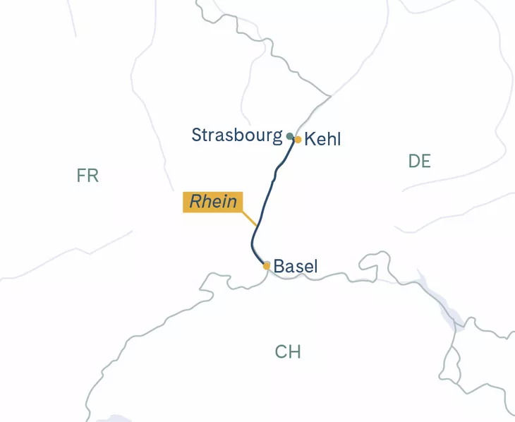 Routenplan Basel-Strasbourg-Basel
