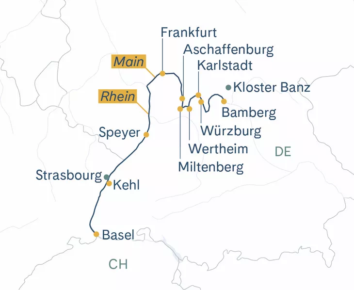Routenplan Basel-Bamberg-Basel