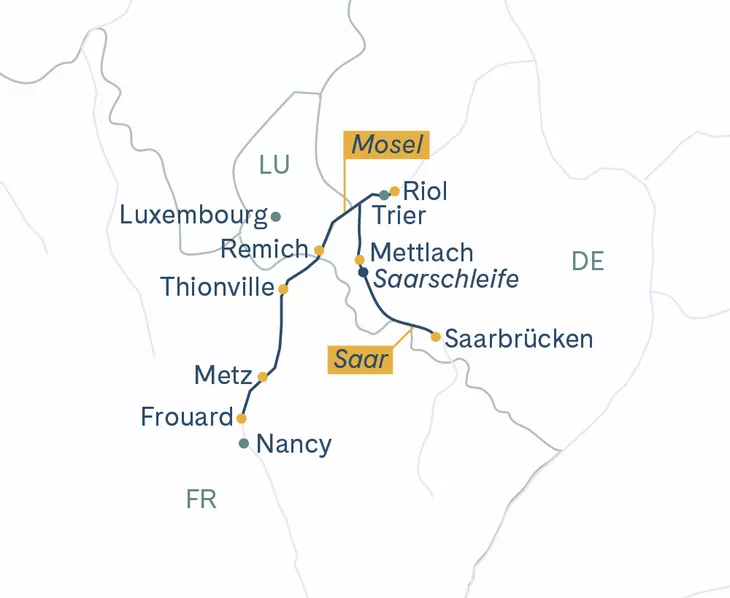 Routenplan Saarbrücken-Nancy