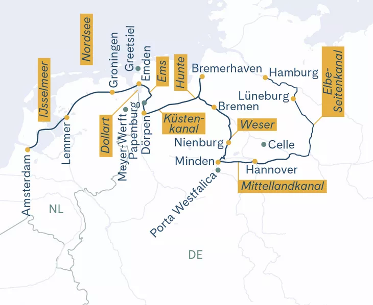 Routenplan Hamburg-Amsterdam
