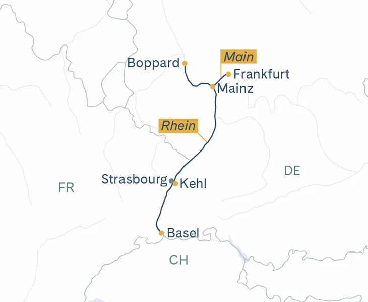 Routenplan Basel-Mainz-Frankfurt