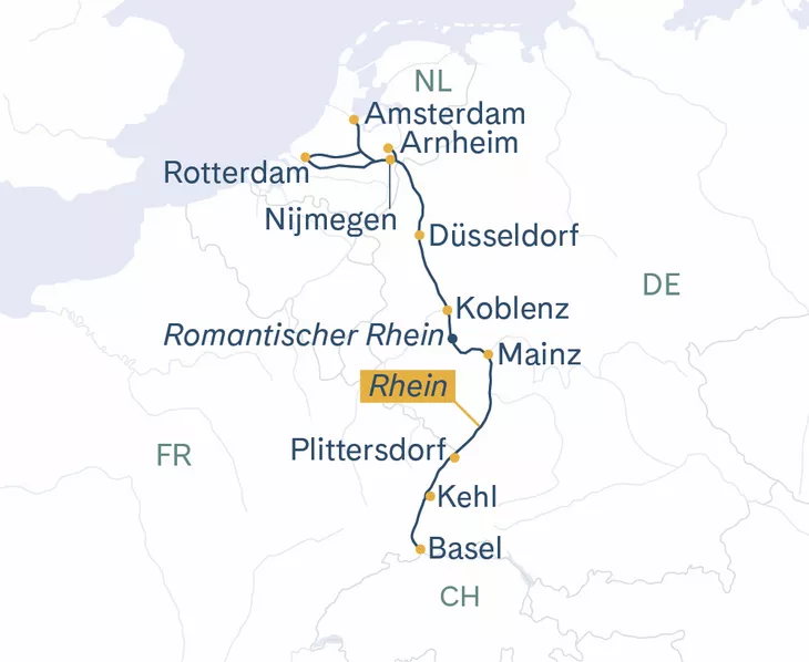 Routenplan EDEL Basel-Amsterdam-Basel Familie