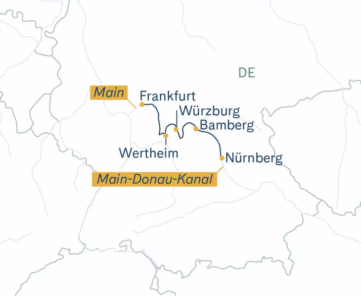 Routenplan Frankfurt-Würzburg-Nürnberg