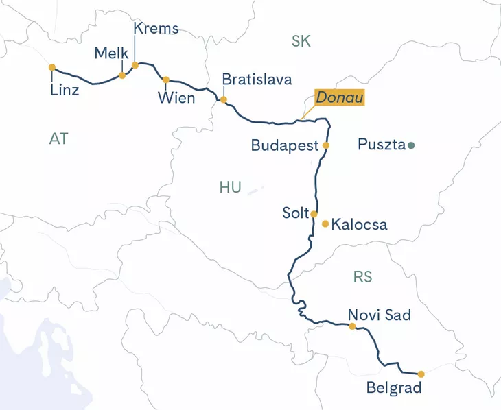 Routenplan Linz-Belgrad-Novi Sad-Linz