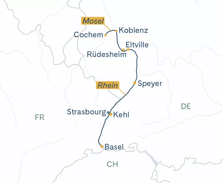 Routenplan Basel-Cochem-Basel